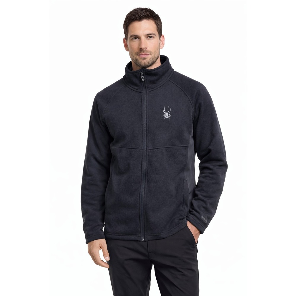 Spyder Cirrus Full Zip Polar Black Knit Jacket Men's size LARGE